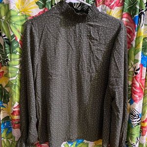 Frilly Collar Patterned Blouse